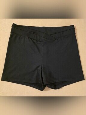 Varsity Black Cross-Front Athletic Shorts